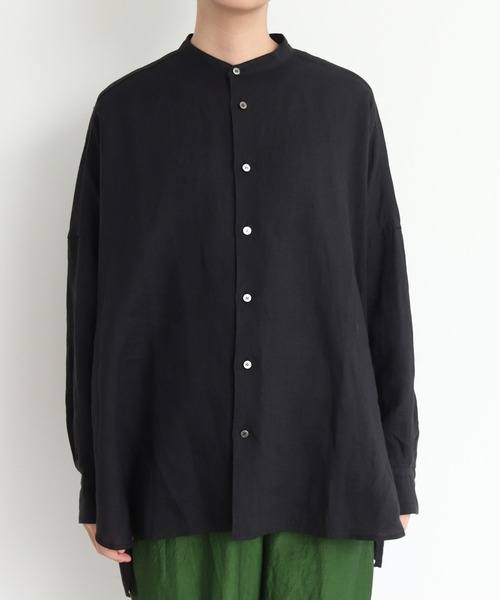 yuni ユニ フレンチスリーブ リネンシャツ ブラック yuni ユニ