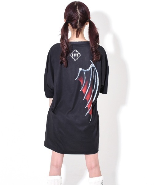 TRAVAS TOKYO(トラバス トウキョウ)の「『TRAVAS TOKYO/トラバス トーキョー』Devil bear BIG Tee/悪魔くま半袖Tシャツ(Tシャツ/カットソー・レディース・ホワイト/ブラック・FREE)」の5枚目の写真