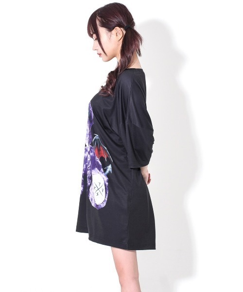 TRAVAS TOKYO(トラバス トウキョウ)の「『TRAVAS TOKYO/トラバス トーキョー』Devil bear BIG Tee/悪魔くま半袖Tシャツ(Tシャツ/カットソー・レディース・ホワイト/ブラック・FREE)」の4枚目の写真