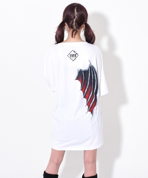 TRAVAS TOKYO(トラバス トウキョウ)の「『TRAVAS TOKYO/トラバス トーキョー』Devil bear BIG Tee/悪魔くま半袖Tシャツ(Tシャツ/カットソー・レディース・ホワイト/ブラック・FREE)」の8枚目の写真