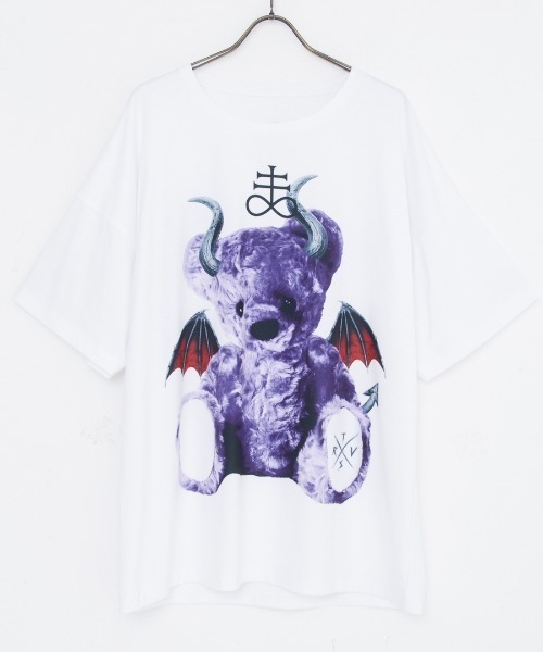 TRAVAS TOKYO(トラバス トウキョウ)の「『TRAVAS TOKYO/トラバス トーキョー』Devil bear BIG Tee/悪魔くま半袖Tシャツ(Tシャツ/カットソー・レディース・ホワイト/ブラック・FREE)」の10枚目の写真