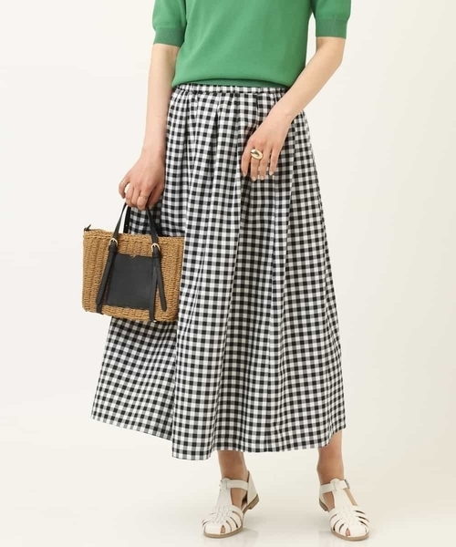 a.v.v(アーヴェヴェ)の「ギンガムチェックボリュームスカート(スカート・レディース・グリーン/ブラック・36/38/40/34/42)」の2枚目の写真