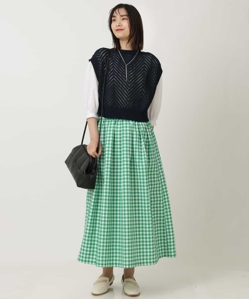 a.v.v(アーヴェヴェ)の「ギンガムチェックボリュームスカート(スカート・レディース・グリーン/ブラック・36/38/40/34/42)」の13枚目の写真