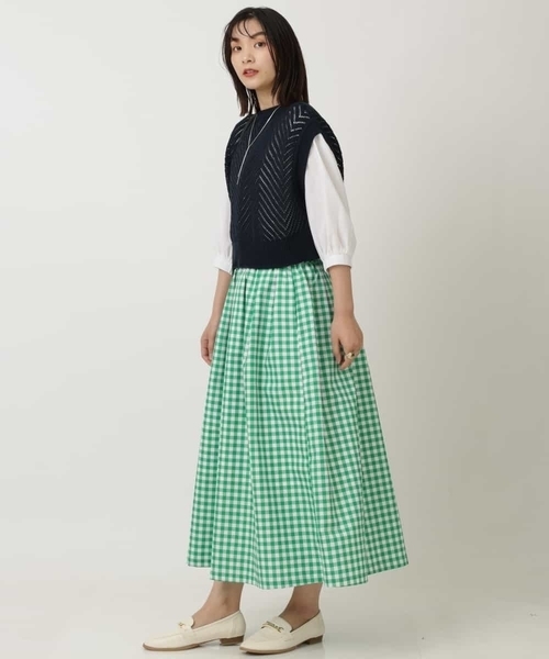 a.v.v(アーヴェヴェ)の「ギンガムチェックボリュームスカート(スカート・レディース・グリーン/ブラック・36/38/40/34/42)」の12枚目の写真