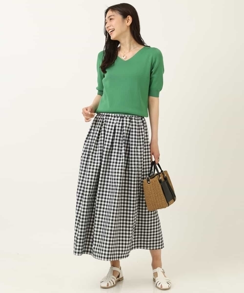 a.v.v(アーヴェヴェ)の「ギンガムチェックボリュームスカート(スカート・レディース・グリーン/ブラック・36/38/40/34/42)」の9枚目の写真