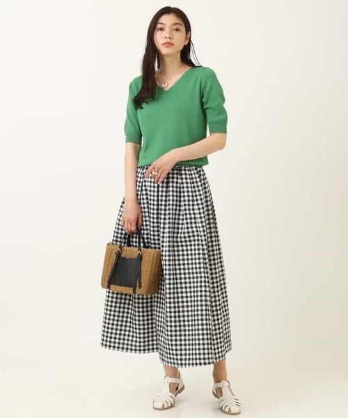 a.v.v(アーヴェヴェ)の「ギンガムチェックボリュームスカート(スカート・レディース・グリーン/ブラック・36/38/40/34/42)」の8枚目の写真