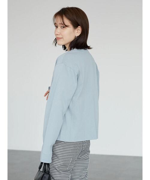 Green　Parks（グリーンパークス）の「カットソーVネックカーディガン（カーディガン/ボレロ・レディース・ライトグレー/ブルー/グリーン・FREE）」の11枚目の写真