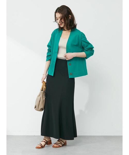 Green　Parks（グリーンパークス）の「カットソーVネックカーディガン（カーディガン/ボレロ・レディース・ライトグレー/ブルー/グリーン・FREE）」の15枚目の写真