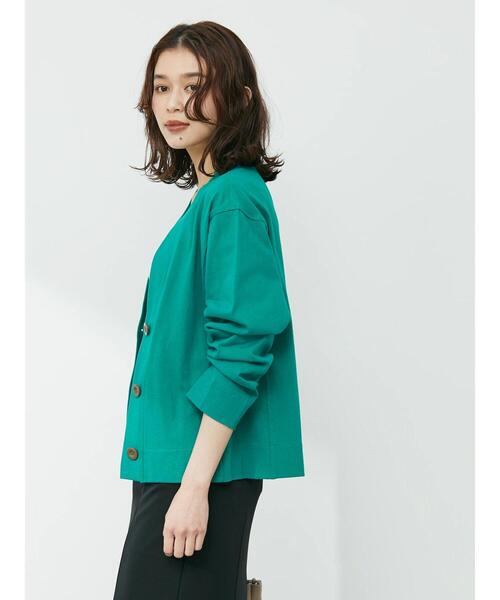 Green　Parks（グリーンパークス）の「カットソーVネックカーディガン（カーディガン/ボレロ・レディース・ライトグレー/ブルー/グリーン・FREE）」の18枚目の写真