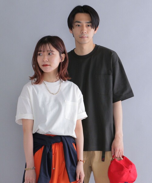 SHIPS（シップス）の「*SHIPS: 〈汗染み防止加工〉 ビッグシルエット ヘビーウェイト ポケット Tシャツ（Tシャツ/カットソー・メンズ・ホワイト/ベージュ/グリーン/ブラック/ネイビー・SMALL/X-LARGE/MEDIUM/LARGE）」の2枚目の写真