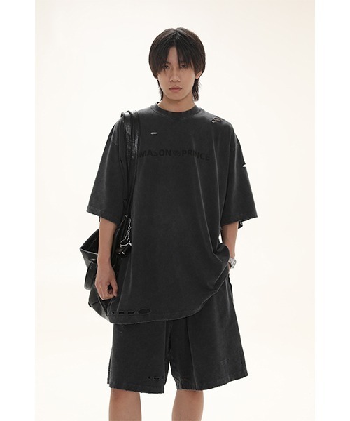 MASONPRINCE(メイソンプリンス)の「6カラー オーバサイズフロントロゴプリントTシャツ DT3125 【MASONPRINCE】(Tシャツ/カットソー・メンズ・ブラック/ダークグリーン/グレー/ピンク/アイボリー/ダークグレー・S/M/L)」の4枚目の写真
