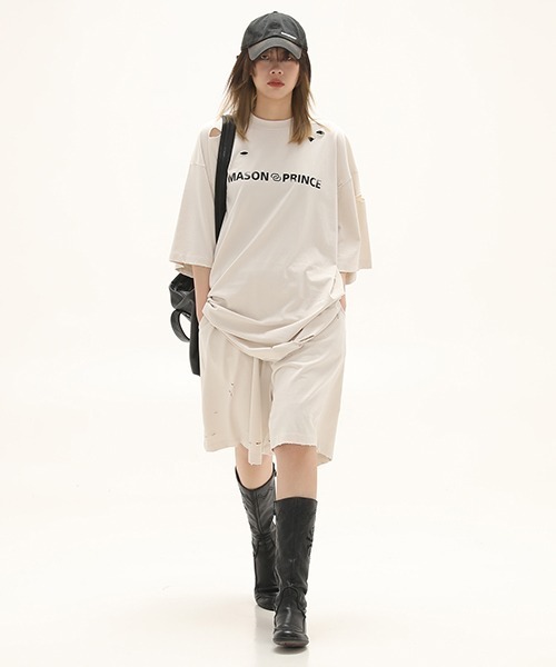 MASONPRINCE(メイソンプリンス)の「6カラー オーバサイズフロントロゴプリントTシャツ DT3125 【MASONPRINCE】(Tシャツ/カットソー・メンズ・ブラック/ダークグリーン/グレー/ピンク/アイボリー/ダークグレー・S/M/L)」の7枚目の写真