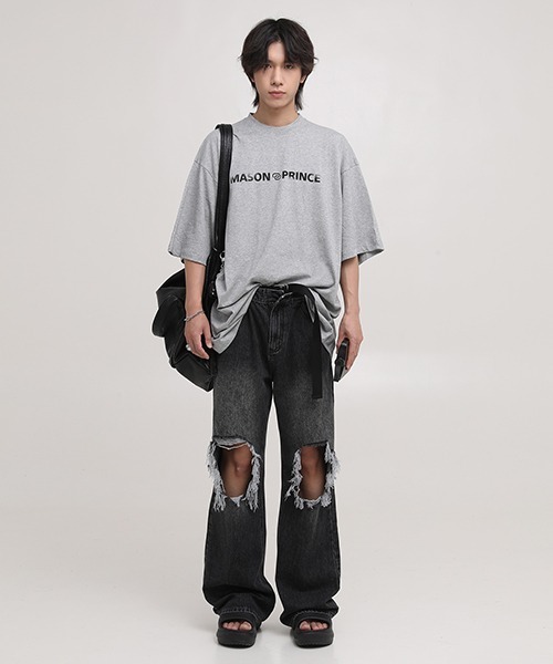 MASONPRINCE(メイソンプリンス)の「6カラー オーバサイズフロントロゴプリントTシャツ DT3125 【MASONPRINCE】(Tシャツ/カットソー・メンズ・ブラック/ダークグリーン/グレー/ピンク/アイボリー/ダークグレー・S/M/L)」の13枚目の写真