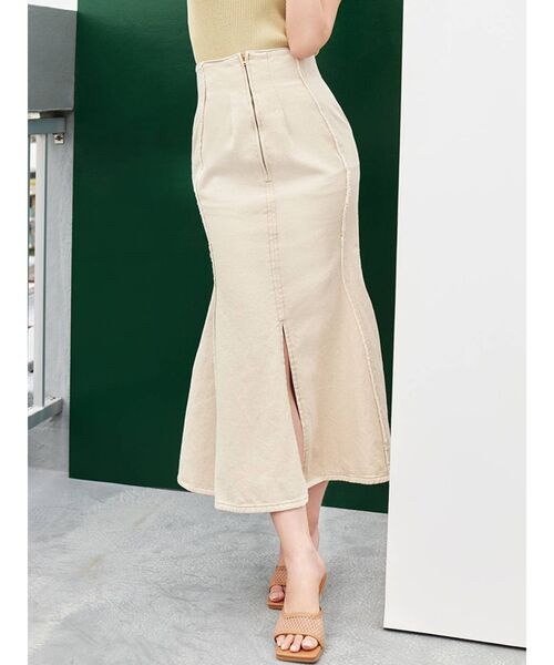 RESEXXY(リゼクシー)の「バイカラーステッチハイウエストスカート(スカート・レディース・オフホワイト/インディゴブルー・SMALL/MEDIUM)」の2枚目の写真