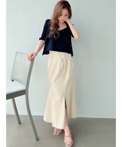 RESEXXY(リゼクシー)の「バイカラーステッチハイウエストスカート(スカート・レディース・オフホワイト/インディゴブルー・SMALL/MEDIUM)」の15枚目の写真