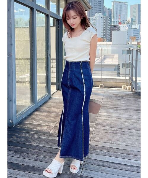 RESEXXY(リゼクシー)の「バイカラーステッチハイウエストスカート(スカート・レディース・オフホワイト/インディゴブルー・SMALL/MEDIUM)」の19枚目の写真