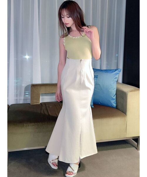 RESEXXY(リゼクシー)の「バイカラーステッチハイウエストスカート(スカート・レディース・オフホワイト/インディゴブルー・SMALL/MEDIUM)」の13枚目の写真