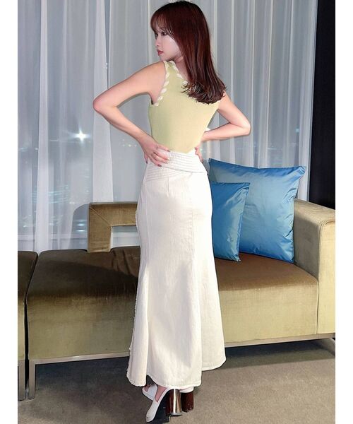 RESEXXY(リゼクシー)の「バイカラーステッチハイウエストスカート(スカート・レディース・オフホワイト/インディゴブルー・SMALL/MEDIUM)」の5枚目の写真