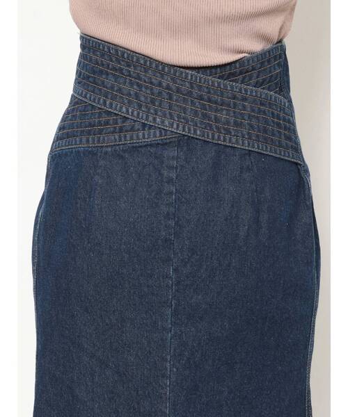 RESEXXY(リゼクシー)の「バイカラーステッチハイウエストスカート(スカート・レディース・オフホワイト/インディゴブルー・SMALL/MEDIUM)」の4枚目の写真