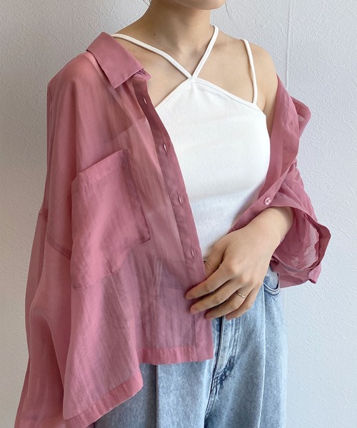 w closet（ダブルクローゼット）の「【抗菌防臭機能付き】テレコカップ付きホルターネックキャミソール（キャミソール・レディース・ピンク/ブラック/ブラウン/オフホワイト・FREE）」の13枚目の写真