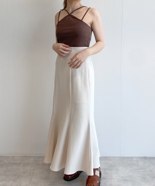 w closet（ダブルクローゼット）の「【抗菌防臭機能付き】テレコカップ付きホルターネックキャミソール（キャミソール・レディース・ピンク/ブラック/ブラウン/オフホワイト・FREE）」の19枚目の写真