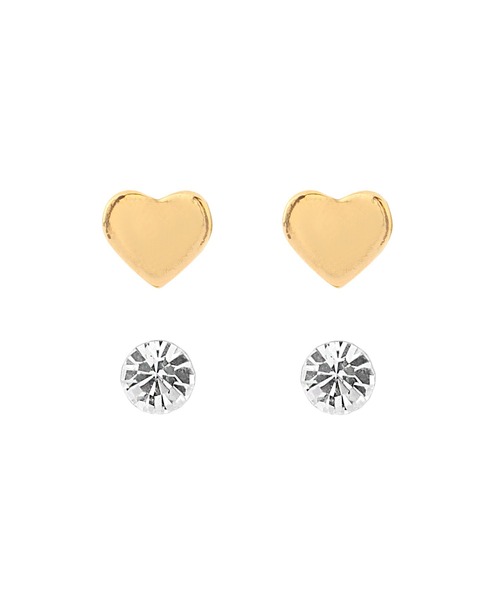 ANEMONE（アネモネ）の「ハート×ビジューピアス[2ペアセット]（ピアス（両耳用）・レディース・ゴールド/ピンクゴールド/シルバー・FREE）」の6枚目の写真
