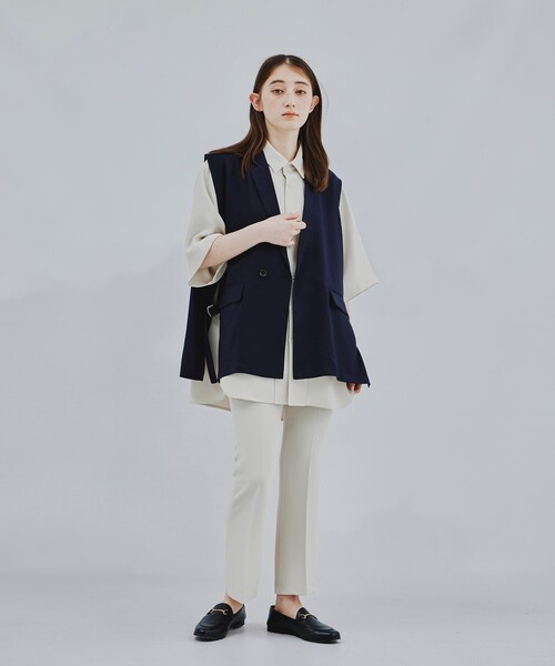 tk.TAKEO KIKUCHI（ティーケータケオキクチ）の「◆スリムフレアパンツ（その他パンツ・レディース・ブラック/アイボリー・66）」の21枚目の写真