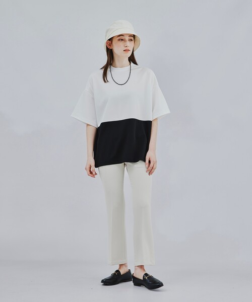 tk.TAKEO KIKUCHI（ティーケータケオキクチ）の「◆スリムフレアパンツ（その他パンツ・レディース・ブラック/アイボリー・66）」の22枚目の写真