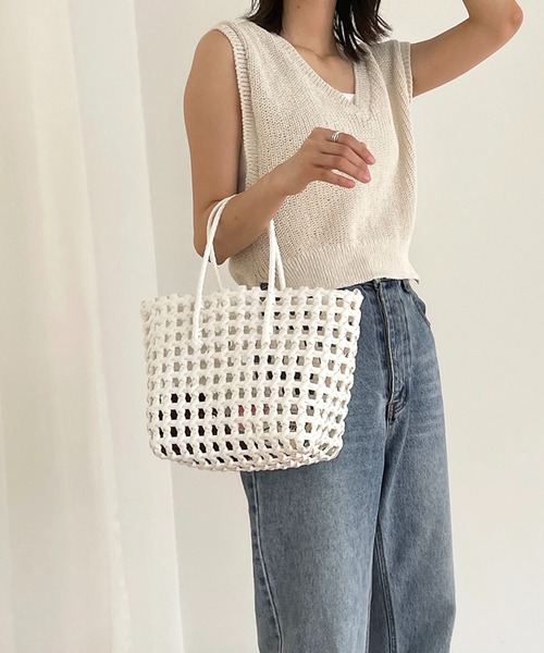 CANAL JEAN(キャナルジーン)の「El mar(エルマール) カゴバッグ(トートバッグ・レディース・ベージュ/イエロー/アイボリー・ONE SIZE)」の2枚目の写真