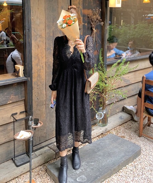 ★限定タイムセール★美品♡Curensology♡定3.3ラナボクシーワンピース セール】レーシー/シックワンピース（ワンピース）｜passion