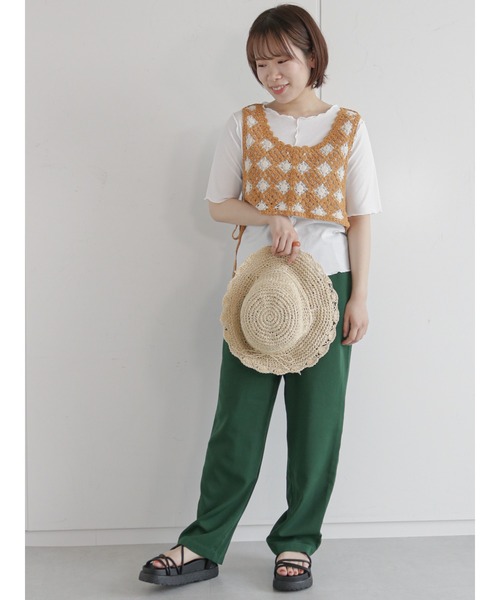 ehka sopo（エヘカソポ）の「テレコメローカットソー（ニット/セーター・レディース・ブラック/ブラウン/オフホワイト・ﾌﾘ-）」の9枚目の写真