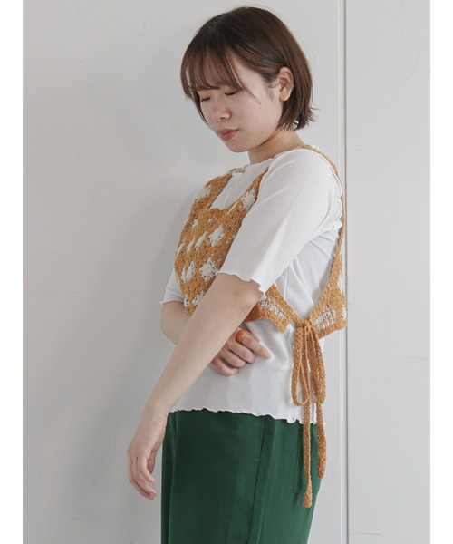 ehka sopo（エヘカソポ）の「テレコメローカットソー（ニット/セーター・レディース・ブラック/ブラウン/オフホワイト・ﾌﾘ-）」の11枚目の写真