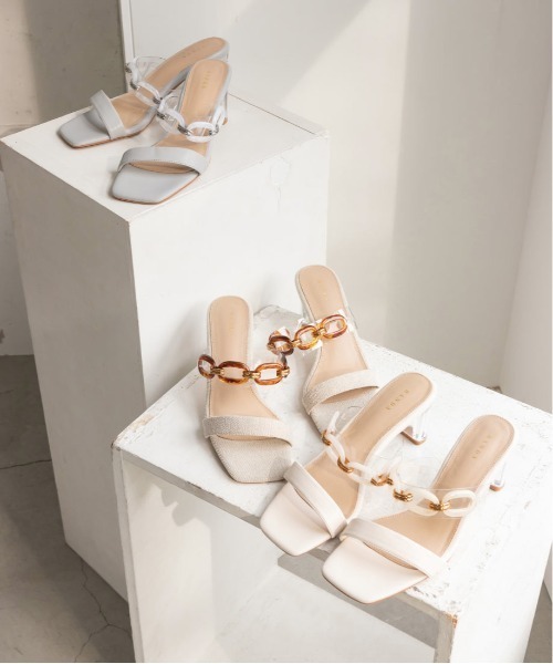 RANDA（ランダ）の「クリアチェーンミュールサンダル（サンダル・レディース・アイボリー/ブルー/ベージュ・L/M/LL/S）」の4枚目の写真