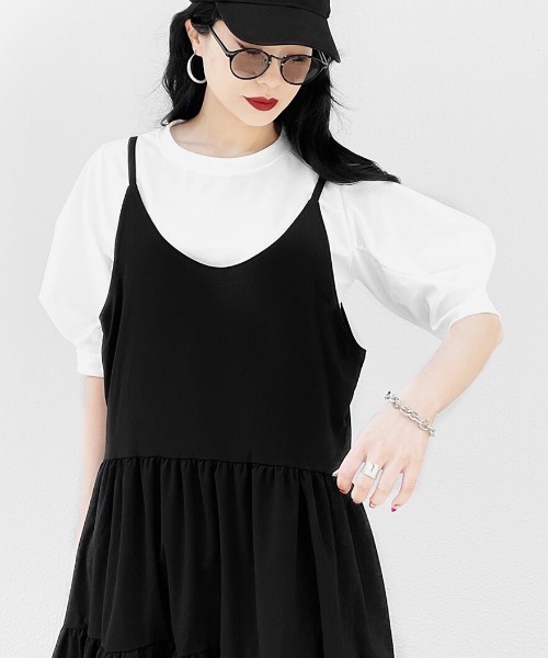 LVEU.(ラブユ.)の「Puff shoulder design T-shirt / パフショルダーデザインTシャツ(Ai select)(Tシャツ/カットソー・レディース・ホワイト/ブラック・FREE)」の10枚目の写真