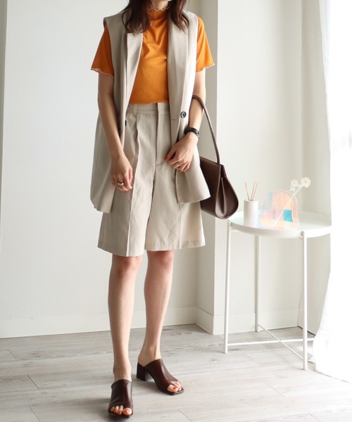 COURO(コウロ)の「2wayメロウプチハイネック半袖シアートップス(Tシャツ/カットソー・レディース・オフホワイト/ブラック/オレンジ・M)」の11枚目の写真