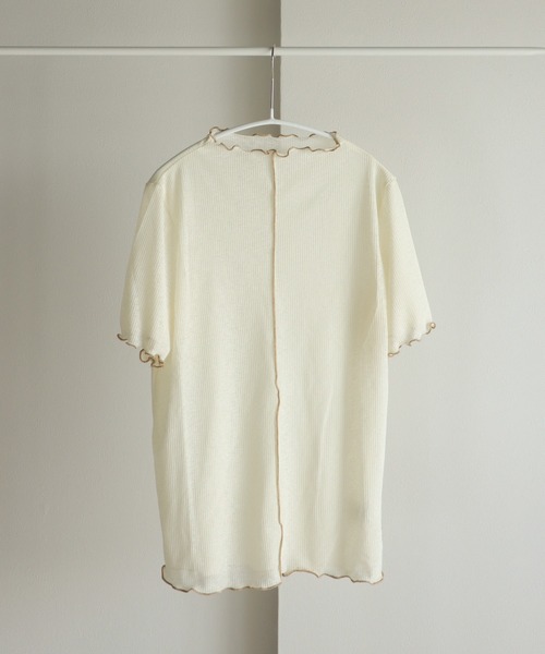 COURO(コウロ)の「2wayメロウプチハイネック半袖シアートップス(Tシャツ/カットソー・レディース・オフホワイト/ブラック/オレンジ・M)」の13枚目の写真