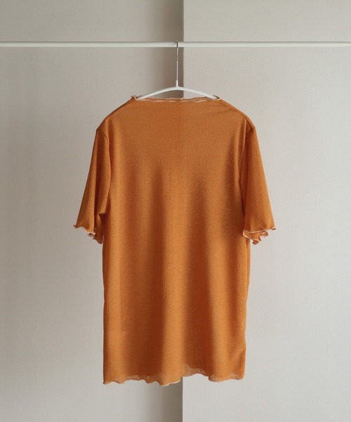 COURO(コウロ)の「2wayメロウプチハイネック半袖シアートップス(Tシャツ/カットソー・レディース・オフホワイト/ブラック/オレンジ・M)」の15枚目の写真