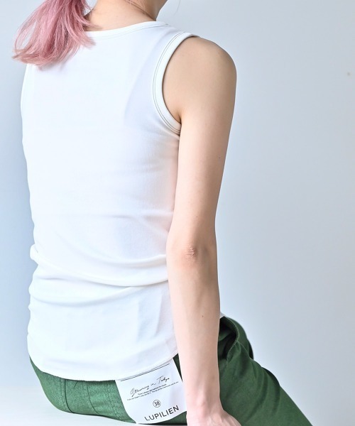 LUPILIEN（ルピリアン）の「接触冷感◇クールタッチフライスタンクトップ（タンクトップ・レディース・ブラック/オフホワイト/杢グレー/A・FREE）」の6枚目の写真