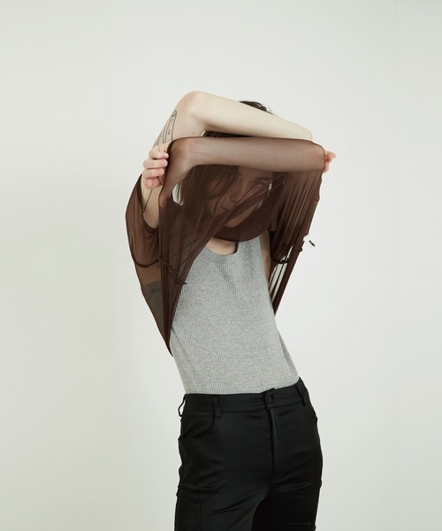 VIAVANDA(ヴィアヴァンダ)の「Fake ID Sheer Tee(その他トップス・レディース・オレンジ/ブラウン・FREE)」の5枚目の写真