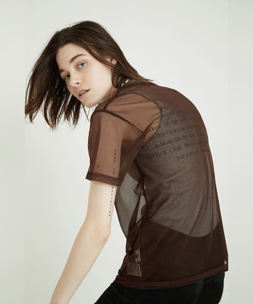 VIAVANDA(ヴィアヴァンダ)の「Fake ID Sheer Tee(その他トップス・レディース・オレンジ/ブラウン・FREE)」の8枚目の写真