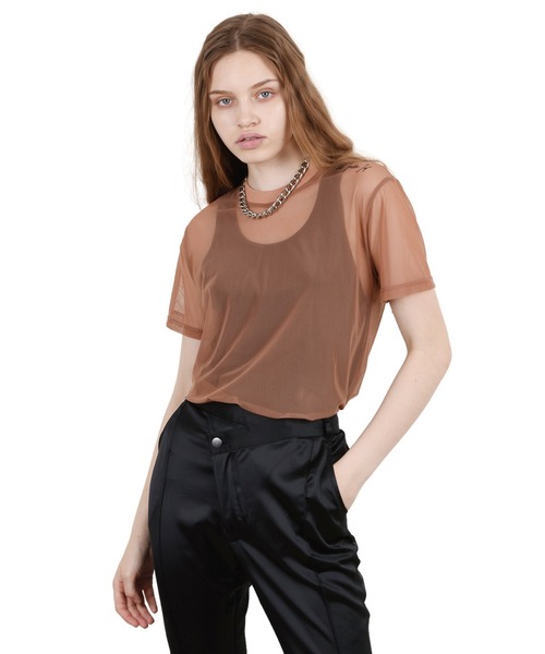 VIAVANDA(ヴィアヴァンダ)の「Fake ID Sheer Tee(その他トップス・レディース・オレンジ/ブラウン・FREE)」の9枚目の写真