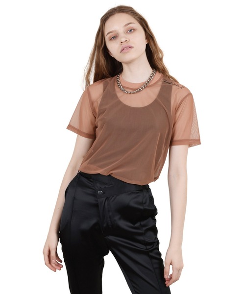VIAVANDA(ヴィアヴァンダ)の「Fake ID Sheer Tee(その他トップス・レディース・オレンジ/ブラウン・FREE)」の20枚目の写真