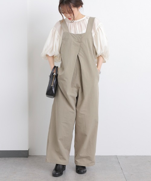 PUAL CE CIN（ピュアルセシン）の「【Du noir】コットンリネンサロペット（サロペット/オーバーオール・レディース・ベージュ/ネイビー・FREE）」の6枚目の写真