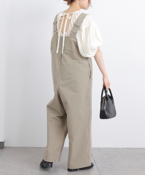 PUAL CE CIN（ピュアルセシン）の「【Du noir】コットンリネンサロペット（サロペット/オーバーオール・レディース・ベージュ/ネイビー・FREE）」の8枚目の写真