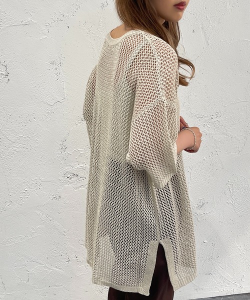 apres jour mignon(アプレジュールミニョン)の「メッシュ半袖ニット【ZOZOTOWN限定アイテム】(ニット/セーター・レディース・オフホワイト/アイボリー/グリーン/ピンク/ブラック・X-LARGE/フリー)」の14枚目の写真