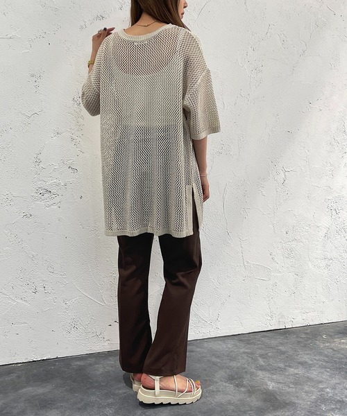 apres jour mignon(アプレジュールミニョン)の「メッシュ半袖ニット【ZOZOTOWN限定アイテム】(ニット/セーター・レディース・オフホワイト/アイボリー/グリーン/ピンク/ブラック・X-LARGE/フリー)」の17枚目の写真