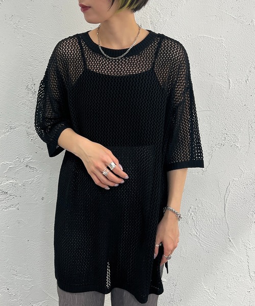 apres jour mignon(アプレジュールミニョン)の「メッシュ半袖ニット【ZOZOTOWN限定アイテム】(ニット/セーター・レディース・オフホワイト/アイボリー/グリーン/ピンク/ブラック・X-LARGE/フリー)」の18枚目の写真