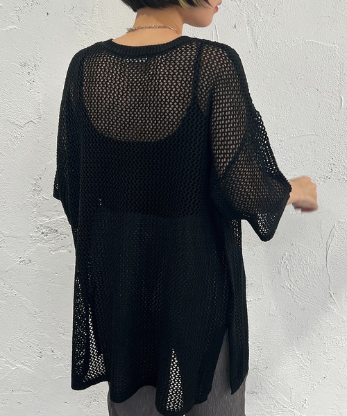 apres jour mignon(アプレジュールミニョン)の「メッシュ半袖ニット【ZOZOTOWN限定アイテム】(ニット/セーター・レディース・オフホワイト/アイボリー/グリーン/ピンク/ブラック・X-LARGE/フリー)」の19枚目の写真