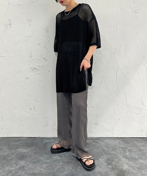 apres jour mignon(アプレジュールミニョン)の「メッシュ半袖ニット【ZOZOTOWN限定アイテム】(ニット/セーター・レディース・オフホワイト/アイボリー/グリーン/ピンク/ブラック・X-LARGE/フリー)」の20枚目の写真