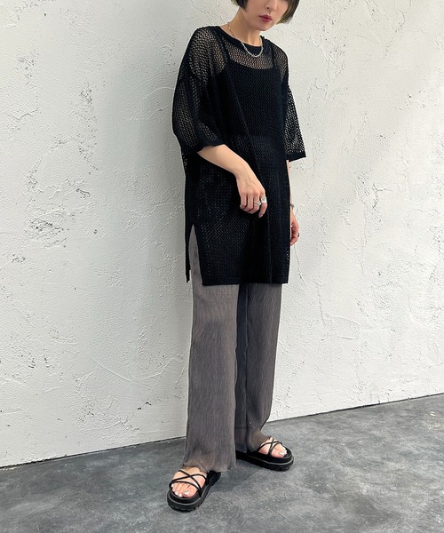 apres jour mignon(アプレジュールミニョン)の「メッシュ半袖ニット【ZOZOTOWN限定アイテム】(ニット/セーター・レディース・オフホワイト/アイボリー/グリーン/ピンク/ブラック・X-LARGE/フリー)」の21枚目の写真